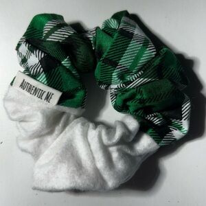 Hand Sewn Green and White Plaid Scrunchie